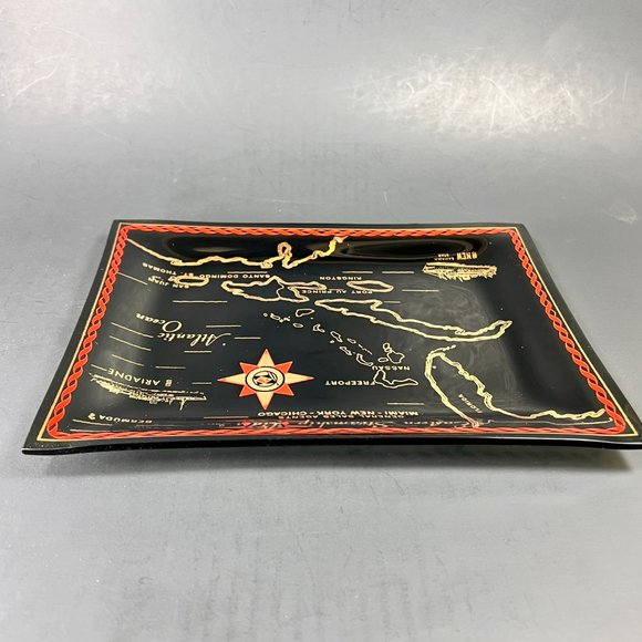 Vtg Eastern Steamship Lines Trinket Candy Tray Glass Bahama Star SS Ariadne - Picture 7 of 12